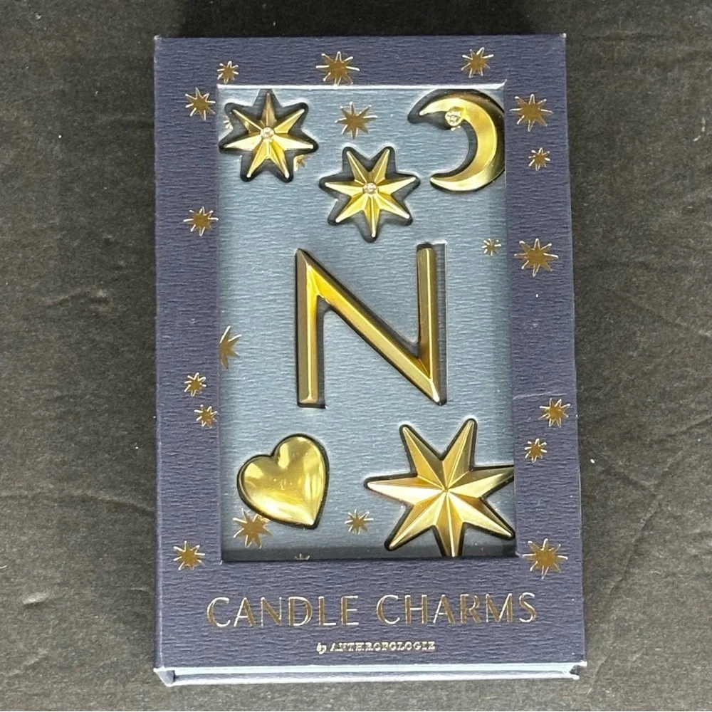 Monogram Candle Charms Pins by Anthropology letter N Gold NEW